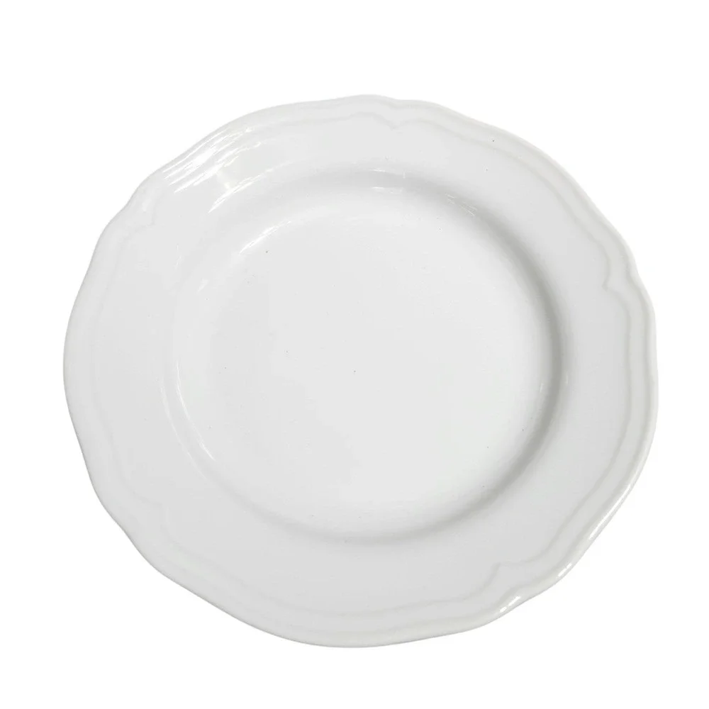 IKEA ARV White Stoneware Scalloped Rim Plates‎ Set of 6 French Country 17208